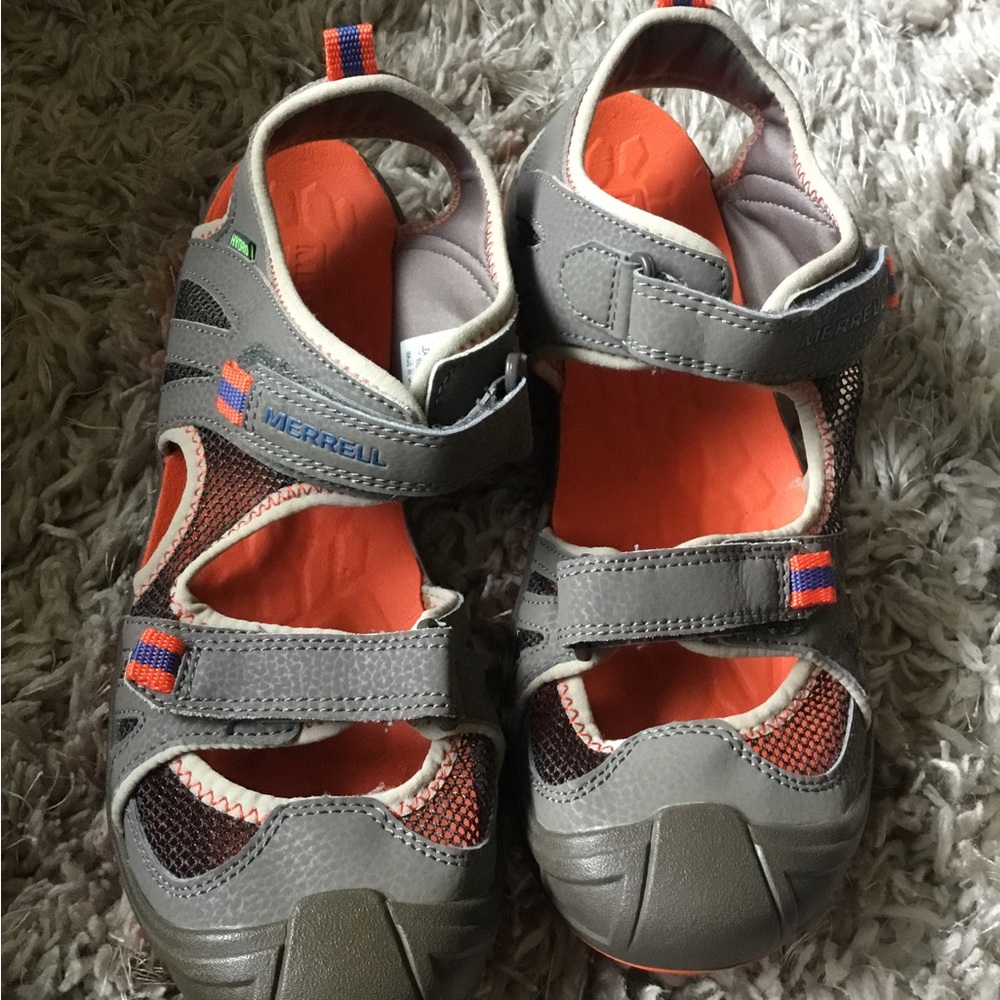 Merrell Gray and Orange Sport Sandals with Adjustable Straps